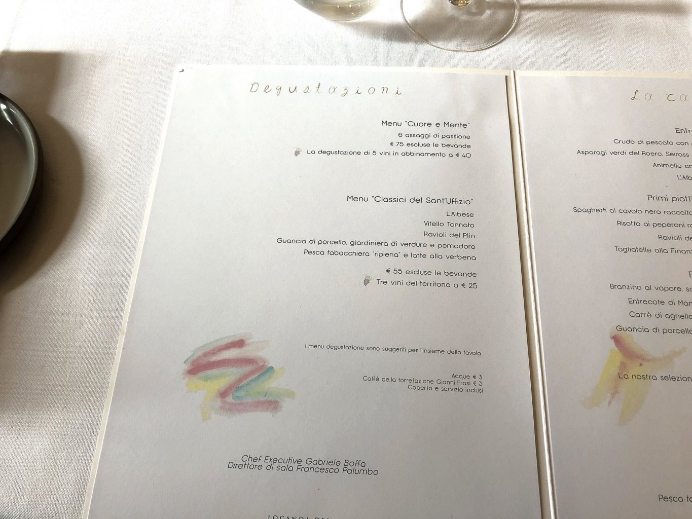 Locanda Sant'Uffizio, menu